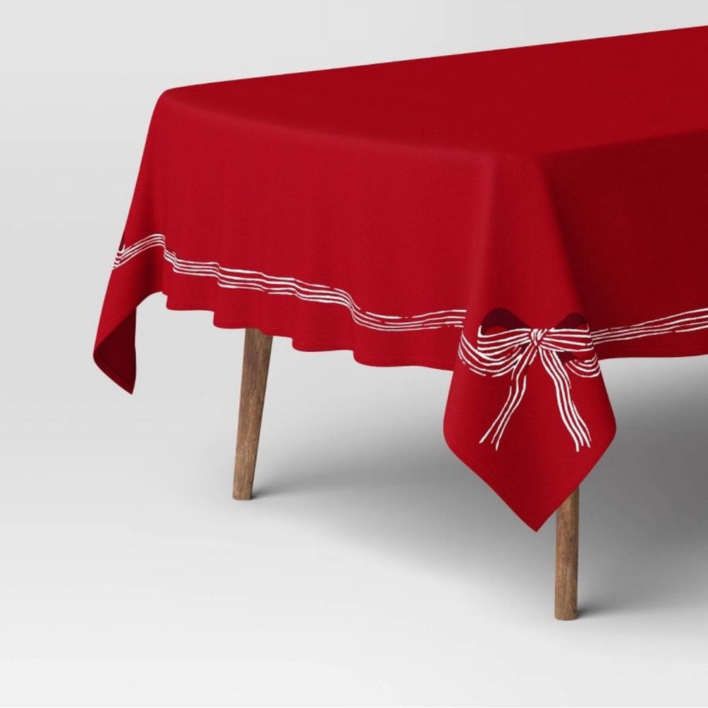 104"x60" Red Ribbon Tablecloth - Threshold - Picture 2 of 3